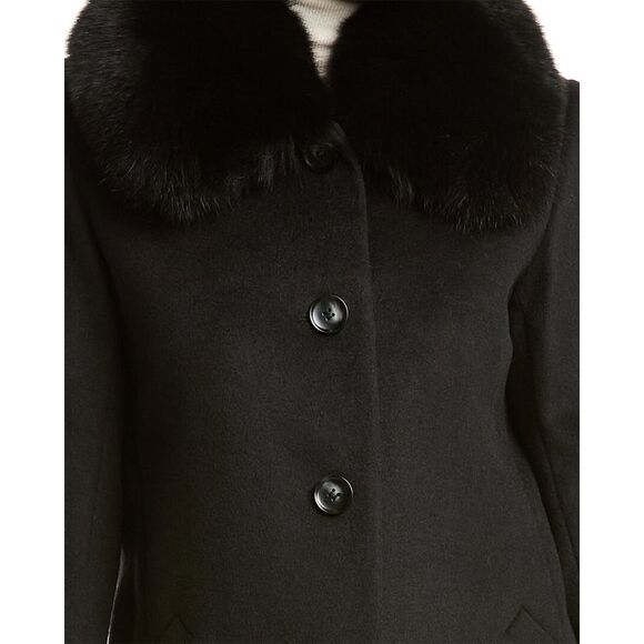 Sofiacashmere Womens  Club Collar Wool-Blend Car Coat, Black - Picture 4 of 5